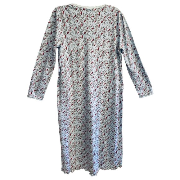 Rebecca Malone Women's Nightgown Medium Nightdress Lace & Button Red Robin Print - Picture 3 of 8